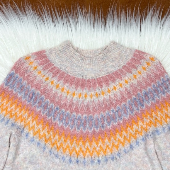 J. Crew Crewcuts - Girls' Fair Isle Sweater - Ivory Multi Peony - Picture 4 of 7